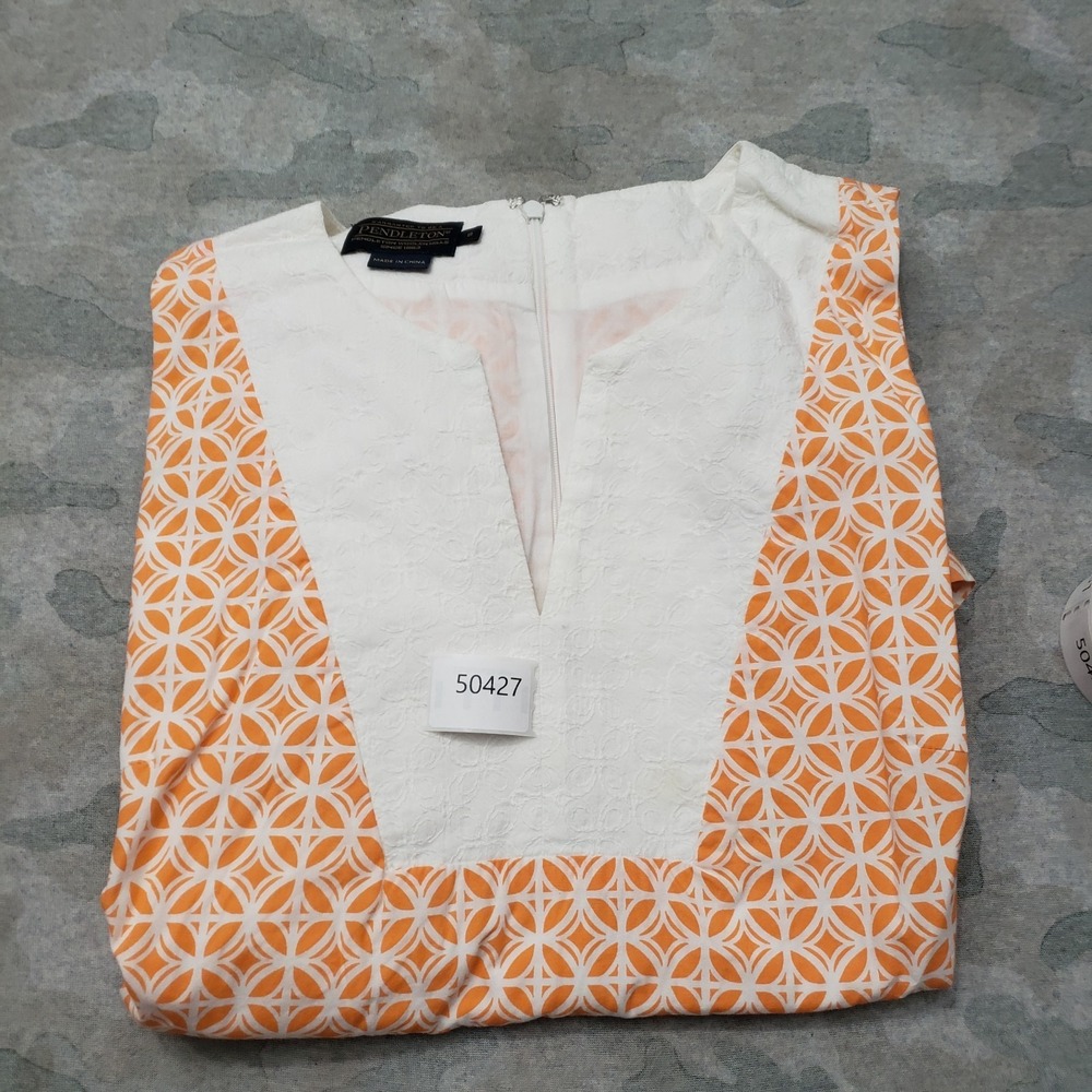 Pendleton Dress Womens 8 Orange V-Neck‎ Sleeveless Geometric Western Rodeo - Picture 9 of 9